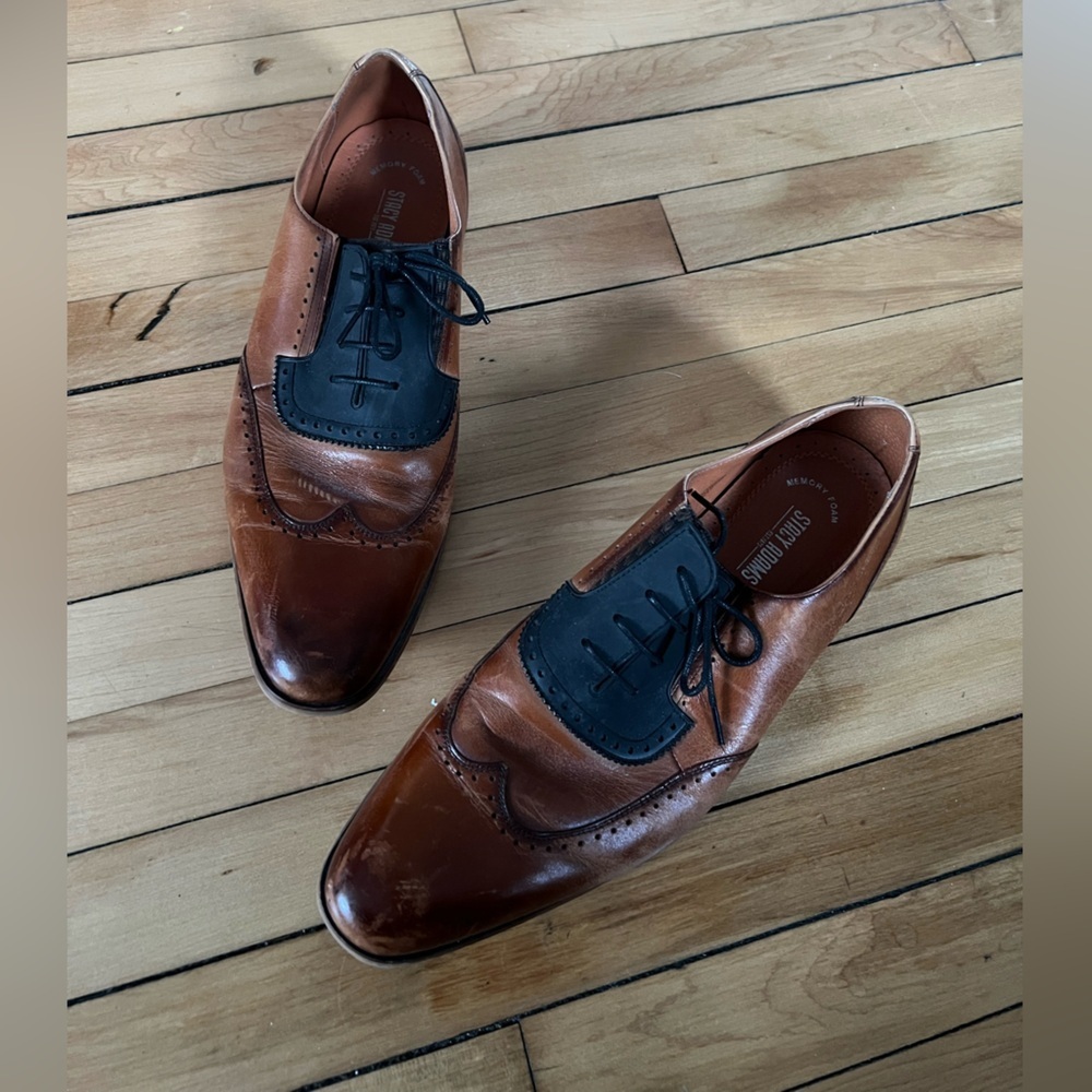 Stacy Adams flash two tone wingtip‎ dress shoes in brown